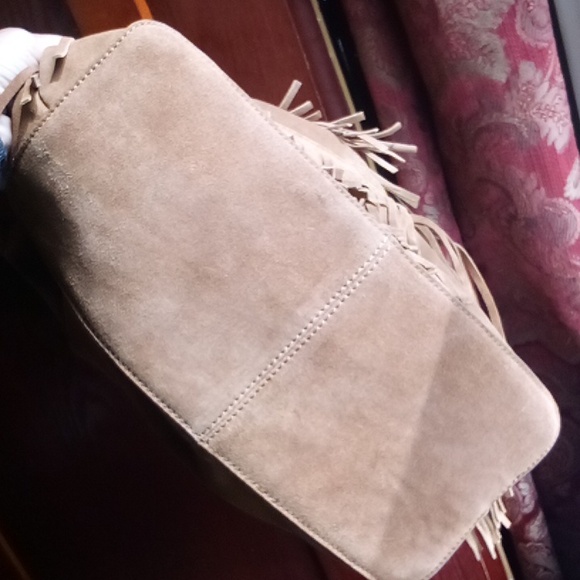 Boho fringed brown suede shoulder bag, very good craftsmanship. Indian made - Picture 4 of 9